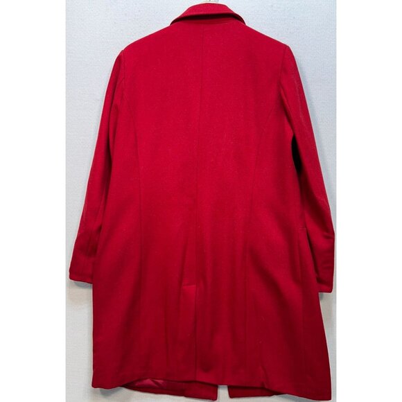 Chadwicks Women's Wool Notch Collar Button Front Long Coat Sz 12 Red Long Sleeve - Picture 2 of 12